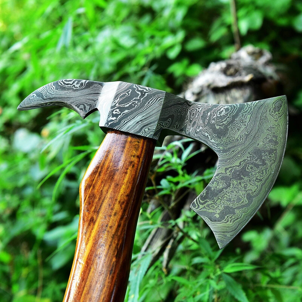 Damascus Axe, Custom Handmade Damascus Steel Axe, selling Handmade Steel Blade, Rose Wood Handle, Birthday Gift, Christmas Gift, Halloween Gift