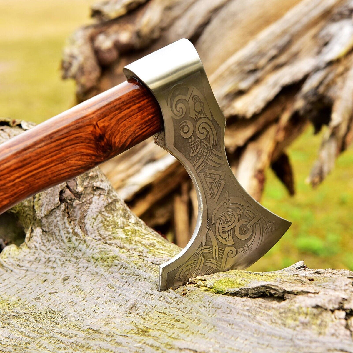 Stainless Steel Custom Handmade Etched Axe Tomahawk - Olive 2024 Wood Handle X58