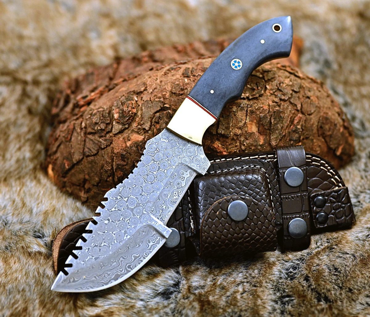 Damascus Steel Handmade Top Best Tracker Knife For Sale with Rosewood – KBS  Knives Store