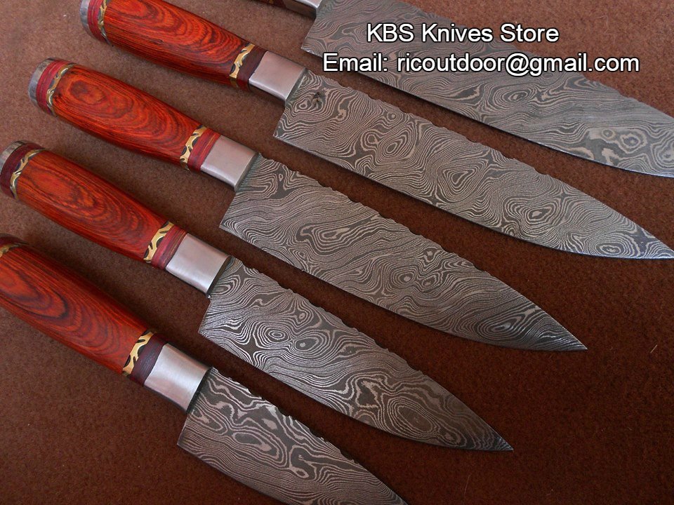 5 Piece Custom Handmade Acid Washed Stainless Steel Kitchen Knives Set –  KBS Knives Store