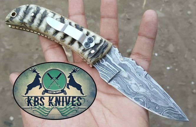 Damascus steel handmade folding knife – KBS Knives Store