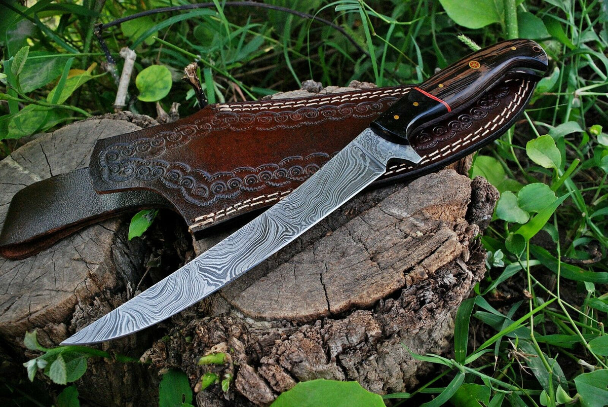 Custom Handmade Damascus Steel Fillet Knife with Wenge Wood and Buffal –  KBS Knives Store