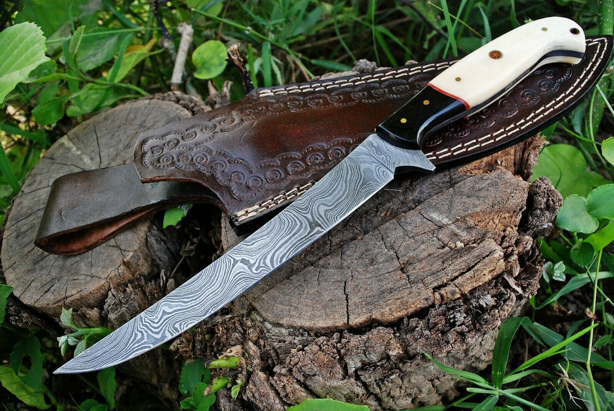 Custom Handmade Damascus Steel Fillet Knife with Wenge Wood