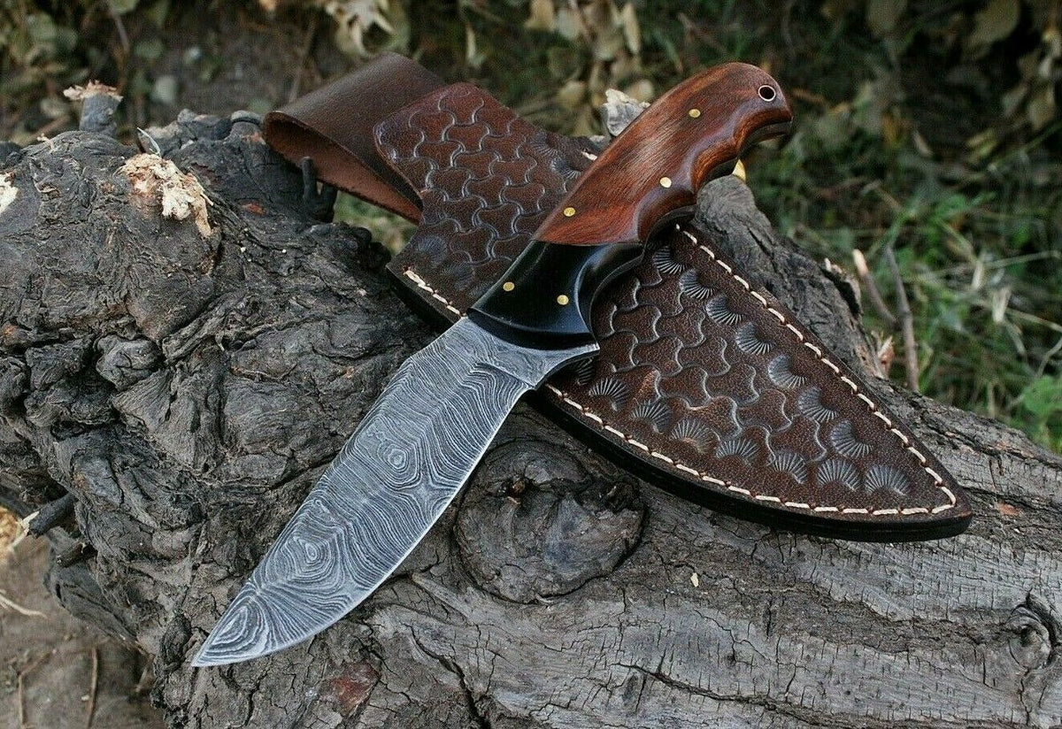 Custom Handmade Damascus Steel Skinning Hunting Knife – KBS Knives Store