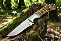 Sharpest Hunting Knife D2 Steel Blade & Sheep Horn Handle