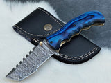 Tactical Defender Folding Pocket Knife with 8-inch Damascus steel blade and Pakka Wood handle.
