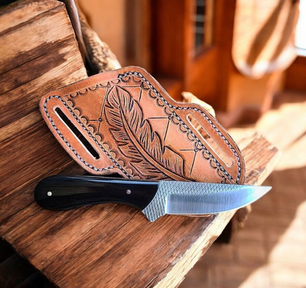 Cowboy Belt Knife - Handcrafted with Buffalo Horn Handle