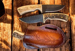 Ranch Cowboy Knives and Sheaths Black Powder Coated Blades

