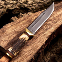 High Carbon Hunting Knife: Antler-Handled