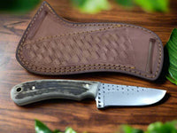 7.25-inch Cowboy Horizontal Carry Knife with Rasp Tool Steel Blade and Leather Sheath