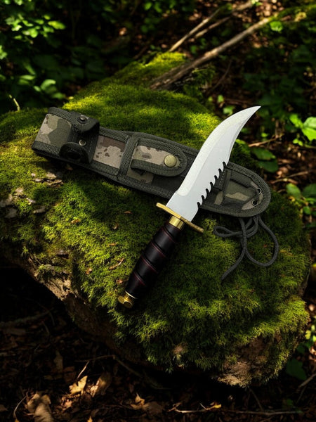 Handmade The Revenant’s Fang Bowie Knife – 8" D2 Steel Blade, Brass & Horn Handle