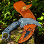 Custom Handmade Tiger Claw Knife: Tactical Damascus Steel Design