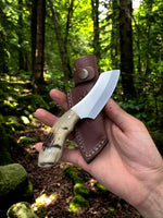 Custom Good Hunting Skinning Knife: Handmade D2 Steel with Mountain Sheep Horn Handle