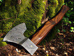 Warrior's Edge Tomahawk Hatchet: Damascus Steel and Rosewood Elegance