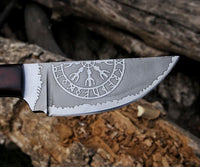 Custom 1095 steel Viking knife with leather sheath from KBS Knives Store