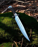 Full view of the 18-inch Bowie Knife and its handmade sheath
