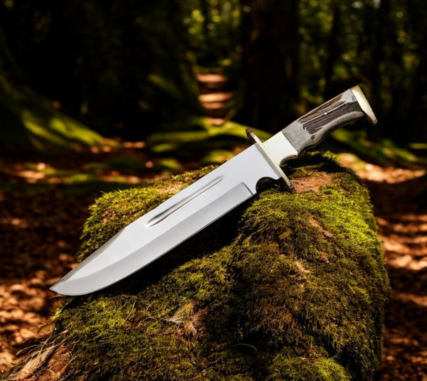 Bowie Knife With Antler Handles and D2 Steel Blade
