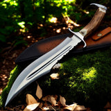 Bowie Knife With Antler Handles and Blood Groove Blade
