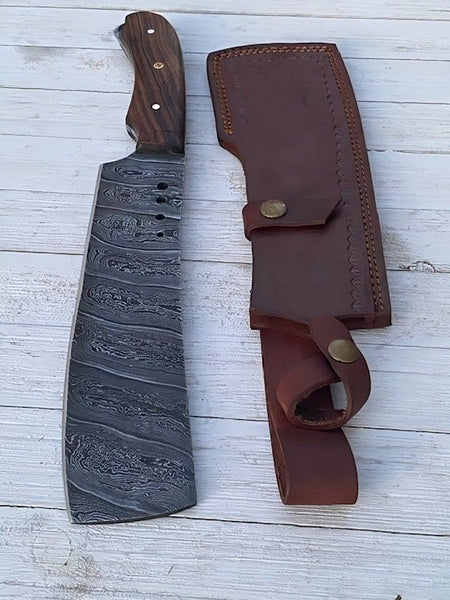 Rogue Cleaver Handmade Damascus Steel Cleaver Knife with Rosewood Handle