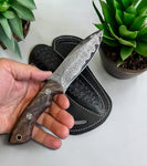 Custom Handmade Cowboy Knife and Sheath Set – Damascus Steel Blade