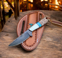 Custom Handmade Western Knife with Damascus Steel Blade

