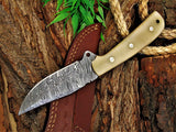 Good skinning knife with 8.25-inch Damascus blade, ideal for deer skinning.
