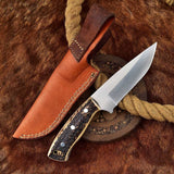 Deer skinning knife with full tang D2 steel construction and Rockwell Hardness 55-58 HRC.
