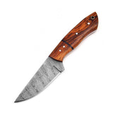 7.25-inch skinning blade with razor-sharp edge, featuring rosewood handle and fiber spacer.
