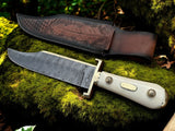 Legendary Western W49 Bowie Knife with a 12-inch Damascus steel blade and bone handle