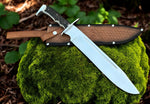 Stag Handle Bowie with a 13-inch D2 steel blade and stag horn handle
