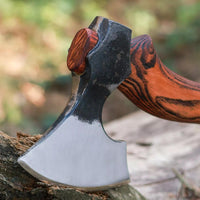 Handcrafted Tomahawk with 1095 Steel Blade, Rosewood Handle, and Leather Sheath for Survival