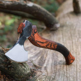 Premium 1095 Steel Tomahawk with Leather-Wrapped Rosewood Handle, Ideal for Camping