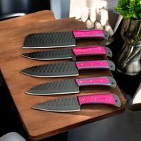 Custom handmade Kitchen Knives Set with stainless steel blades and exotic wood handles.