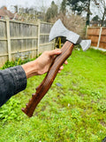 Tomahawk Axe with Damascus Steel Blade and Rosewood Handle