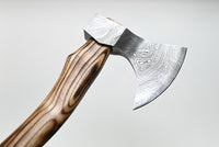 Close-Up of Damascus Steel Blade on "Nordic Valor" Viking Combat Axe
