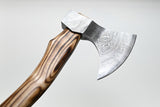 Close-Up of Damascus Steel Blade on "Nordic Valor" Viking Combat Axe
