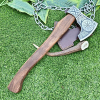 Rosewood Handle of Odin’s Fury Viking Combat Axe
