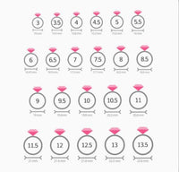 Size Chart of Damascus Rings