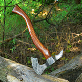 Sharp Edge of "Rosewood Warrior" Tomahawk Axe with Damascus Steel Blade