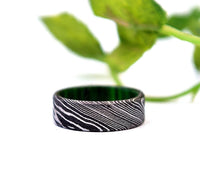 Hand-forged Damascus Steel Engagement Ring in elegant design