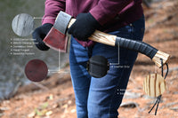 Detailed View of Damascus Steel Blade on "Thor's Hammer" Viking Axe
