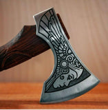 Close-up of Engraved Blade on  Norse Battle Axe