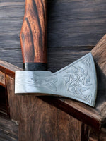 Close-up of Engraved Blade on Odin's Fury Viking Battle Axe