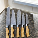 Custom Handmade Damascus Steel Knife Sets – 5 Pieces