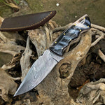 Sheep Horn Damascus Hunting Skinning Knife