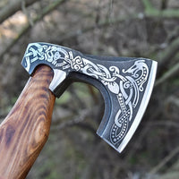 Handmade High Carbon Steel Etched Blade Functional Axe