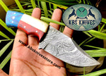 TEXAS FLAG HANDLE DAMASCUS HUNTER KNIFE