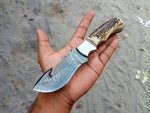 Damascus steel handmade gut hook knife