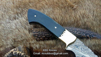 Full Tang Damascus Steel Hunting Knife with Leather Sheath
