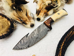 Full Tang Custom Handmade Damascus Steel Gut Hook Skinning EDC Knife